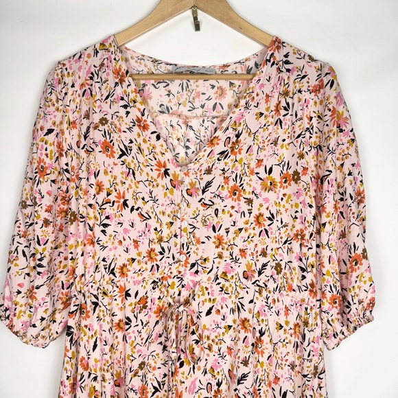 Petal & Pup Multicolor Floral Kelda Maxi Dress 3/4 Sleeves Size M Spring Flowy - Picture 6 of 13